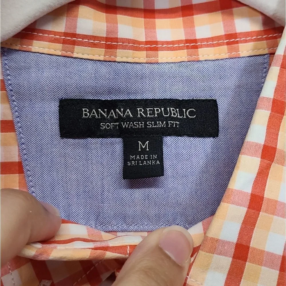 Banana Republic Men's Orange Button Down Cotton‎ Casual Shirt Size Medium